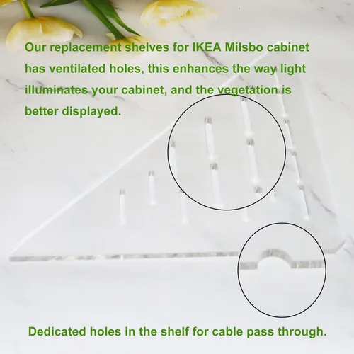 Vista 5 de PIAOLGYI Estante de repuesto para gabinete alto de invernadero IKEA Milsbo para interiores, estantes de esquina triangulares de acrílico, accesorios