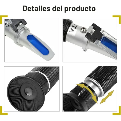 Vista 4 de aichose Refractómetro Brix con ATC, doble escala - Gravedad específica y Brix, hidrómetro para elaboración de vino y elaboración de cerveza, kit