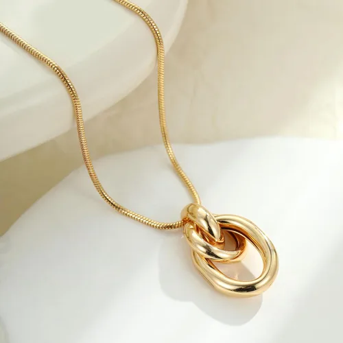 Vista 5 de Collar con dije de nudo de oro para mujer, collar de oro chapado en oro de 14 quilates, gargantilla de nudo de moda