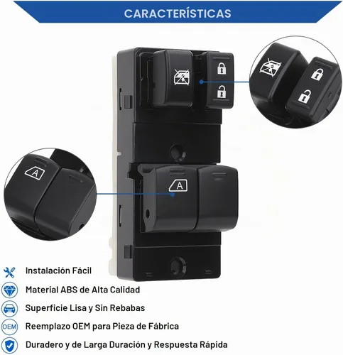 Vista 6 de Obaee Interruptor maestro de ventana eléctrica para lado del conductor compatible con Nissan Frontier 2007 2008 2009 2010 2011 2012 2013 2014 2015