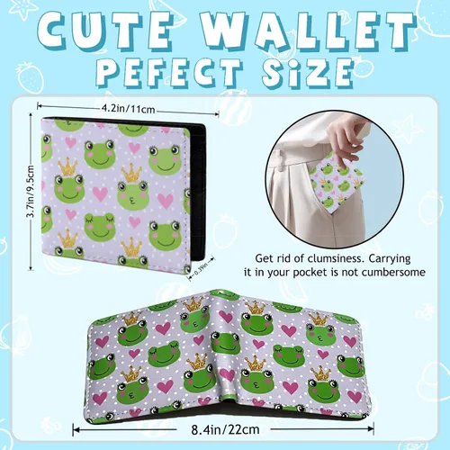 Vista 2 de MAZACUIR Bonita cartera de cuero para mujer y niña, doble pliegue, tarjeta de crédito, billetera cero, adecuada para carteras de hombres y mujeres
