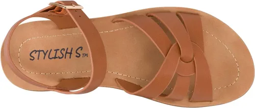 Vista 6 de STYLISH S KALI-K Sandalias cómodas de suela acolchada con tiras y puntera abierta para niñas pequeñas