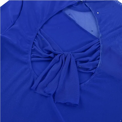 Vista 7 de YiZYiF Lyrical - Vestido de patinaje sobre hielo para mujer, manga larga, elastano, leotardo de gimnasia