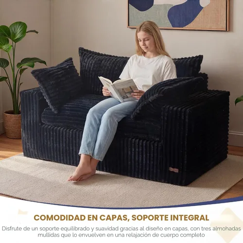 Vista 3 de MAXYOYO Sofá biplaza sin hueso, sofá Cloud con respaldo y almohadas
