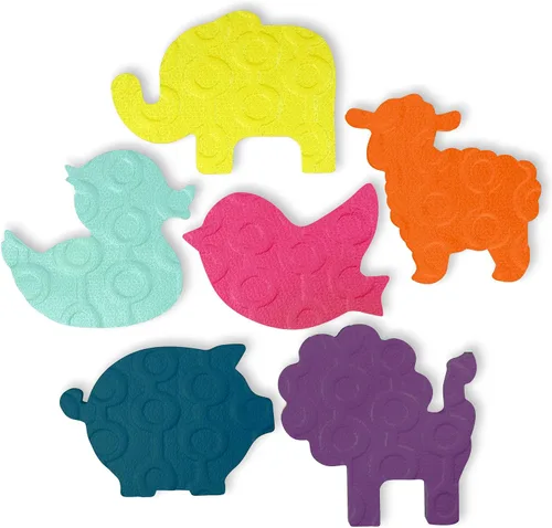 Vista 4 de B. toys Tapete de suelo de animales - 12 azulejos de espuma entrelazados y extraíbles - Azulejos gruesos de rompecabezas para recién nacidos, niños