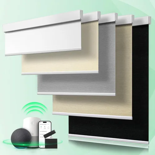 Vista 11 de Persianas motorizadas inteligentes con control remoto, persianas inteligentes opacas, persianas inteligentes personalizadas con cenefa, persianas