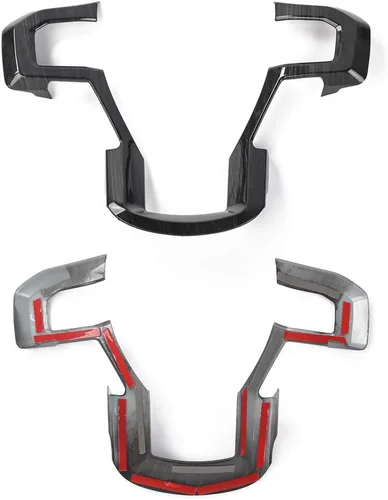 Vista 4 de Voodonala Cubierta de marco decorativo para volante negro con textura de grano para Ford F150 F250 F350 Super Duty 2015 2016 2017 2018 2019 2020