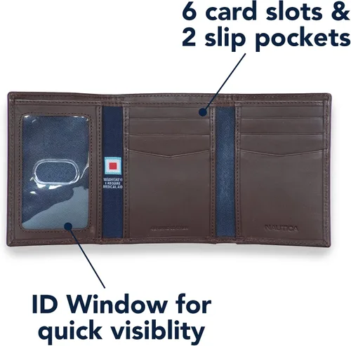 Vista 4 de Nautica Men's Sail Embossed Leather Trifold Wallet
