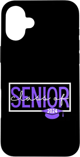Vista 22 de iPhone 16 Seniors Class of 2024 Colors Purple and White Case