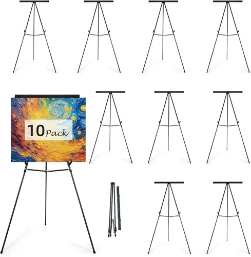 Vista 10 de Falling in Art Caballete de exhibición de rotafolios de aluminio con soporte ajustable para piso para sala de juntas, pizarra, blocs de notas