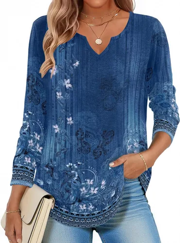Vista 29 de Zeagoo Camisas de manga larga para mujer, blusas casuales con cuello en V