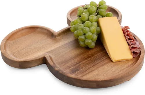 Vista 3 de PICNIC TIME Disney Mickey Mouse - Tabla de servir de acacia de 16 pulgadas con ranura, madera de acacia