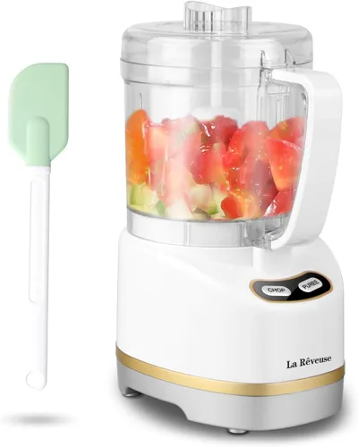 Vista 3 de La Reveuse Batidora retro de 300 W + picadora de alimentos pequeña La Reveuse de 2 tazas