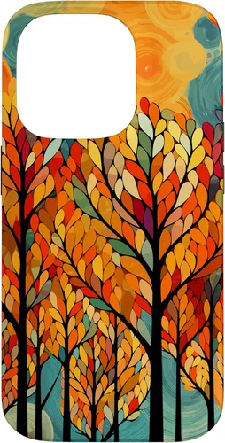 Vista 17 de iPhone 16 Otoño y coloridas hojas y árboles de otoño, funda temática de color de otoño