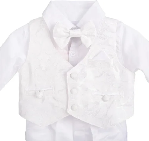 Vista 4 de Lito Angels Bebé Niños Traje Blanco Bautizo Ropa Bautismo Trajes De Manga Larga Floral
