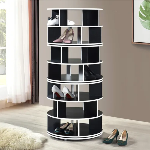 Vista 12 de Kings Brand Furniture - Zapatero giratorio de 5 niveles, 360° giratorio Lazy Susan, organizador de almacenamiento en torre para armario, entrada