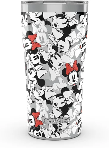 Vista 11 de Tervis Disney - Minnie Expressions - Vaso aislado de doble pared hecho en Estados Unidos mantiene las bebidas frías y calientes, 10 onzas, ondulado