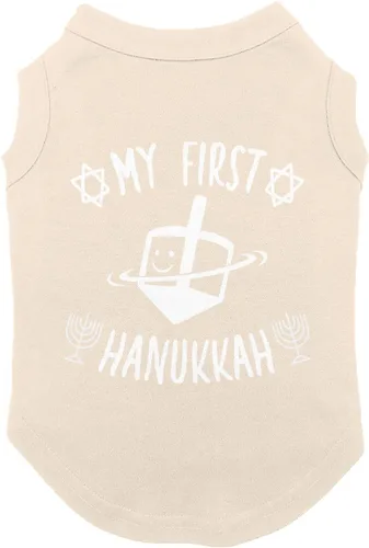 Vista 4 de My First Hanukkah - Camiseta para perro Menorah Dreidel (negro, XS)