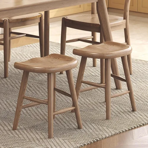 Vista 2 de Juego de sillas de comedor de madera, silla de comedor moderna, sillas de cocina de granja, taburete de vestíbulo, silla sin brazos para cocina