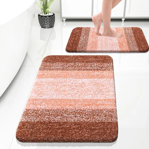 Vista 68 de OLANLY - Juego de tapetes para baño de 2 piezas, de microfibra, suaves y absorbentes, antideslizantes, lavables a máquina y para secadora, felpudos