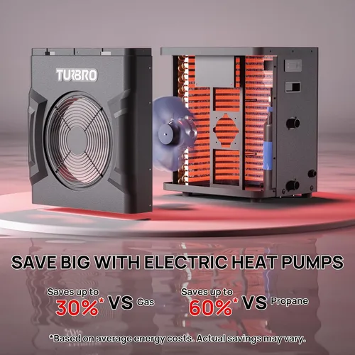 Vista 4 de TURBRO Bomba de calor para piscina, 20,000 BTU, para piscinas y spas sobre y en el suelo, alta eficiencia, todo calentador eléctrico, no necesita