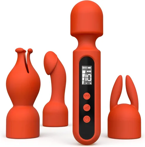 Vista 12 de Kit de Vibrador de Varita Tracy's Dog, Masajador Inalámbrico con 4 Accesorios de Silicona para Estimulación del Clítoris, Punto G, Anal y Pene
