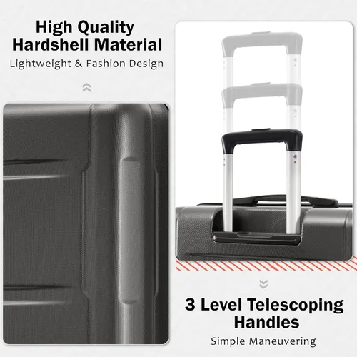 Vista 104 de Merax Equipaje, maleta extensible rígida con ruedas giratorias ligeras, Negro -, 40/48/52