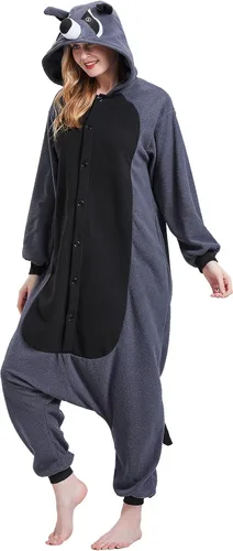 Vista 3 de Pijama mameluco para adultos, disfraz unisex de animales de Halloween, ropa de dormir para hombres y mujeres, traje de cosplay cómodo y divertido