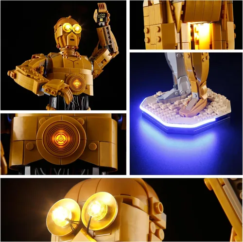 Vista 4 de YEABRICKS Luz LED para modelo de bloques de construcción 75398 Star Wars C-3PO (juego de construcción no incluido)