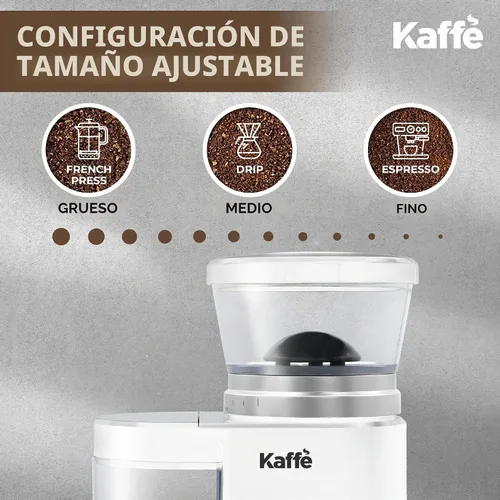 Vista 2 de Kaffe - Molinillo eléctrico para rebabas de café, 5.5 onzas, color blanco