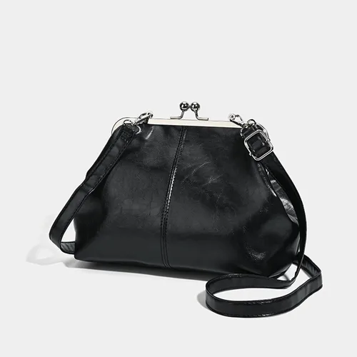 Vista 7 de Kiss Lock - Bolso cruzado vintage para mujer, de piel sintética retro, bolso de mano de noche, bolso grande marrón para otoño e invierno