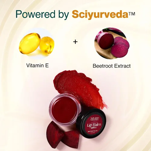 Vista 2 de Nourish Mantra - Bálsamo labial Beetroot Blast con SPF Fabricado con aceite de oliva, manteca de karité, vitamina E y aceite de aguacate Para