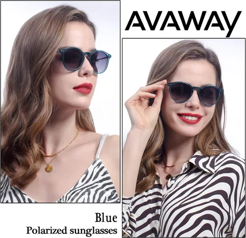 Vista 4 de Gafas de sol redondas vintage para mujer marco transparente polarizado con protección UV