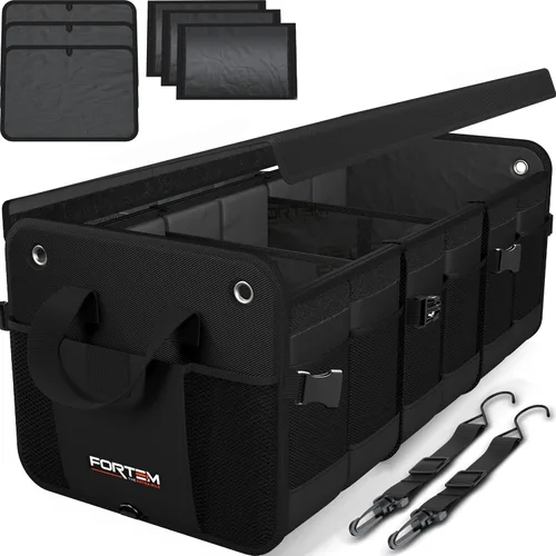 Vista 13 de FORTEM Organizador de maletero con enfriador para SUV, organizador y almacenamiento de automóvil, multicompartimento plegable, regalo de Navidad