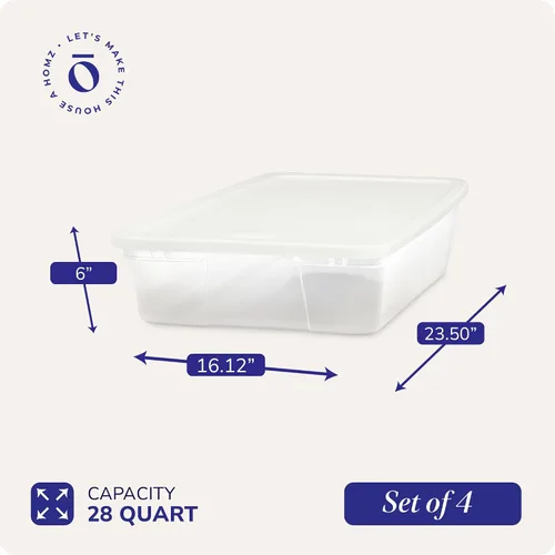 Vista 4 de HOMZ Snaplock - Contenedores organizadores grandes de plástico transparente Blanco (White Lid)