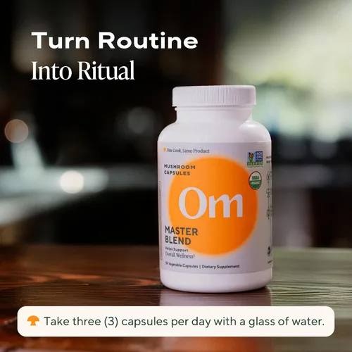 Vista 6 de Om Master Blend Cápsulas de hongos – Suplemento orgánico de hongos con 10 hongos y ashwagandha – Apoya la inmunidad, la salud intestinal y el alivio