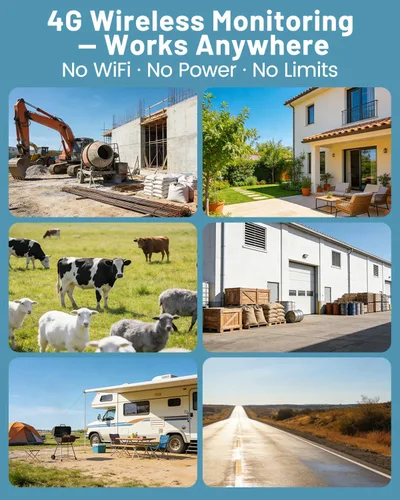 Vista 9 de Cámara de Seguridad Celular Solar 4G LTE Inalámbrica para Exteriores, Cámara Solar Alimentada sin WiFi con Tarjeta SIM Integrada y Plan de Datos