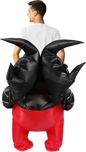 Vista 4 de Liitrsh Disfraz inflable de pollo, gallo para Halloween, disfraz de fiesta de pollo, vestido divertido para adultos y niños Cosplay