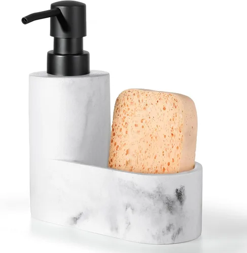 Vista 9 de Dispensador de Jabón para Platos Shinowa con Soporte para Esponja, Bomba de Jabón para Cocina Recargable, Dispensador de Jabón de Superficie 2 en 1