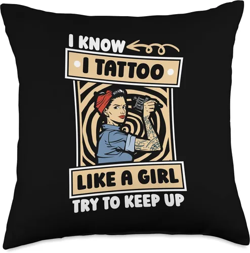 Vista 5 de Tattoo Artist Gifts & Accessories Tattooist Girl Tattooer Tattoo Artist - Almohada de 16 x 16 pulgadas, multicolor