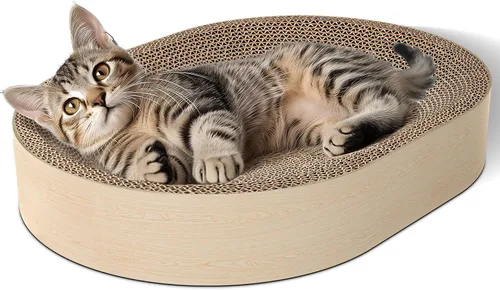 Vista 10 de ComSaf Cama rascador para gatos, cartón ovalado para gatos