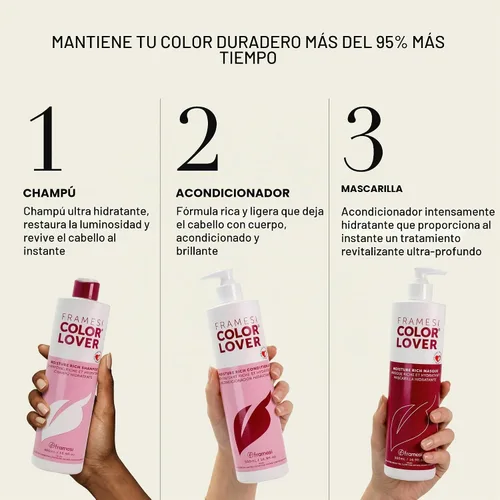 Vista 5 de FRAMESI - Máscara de color amante de la humedad, 33.8 onzas líquidas, sin sulfato para cabello teñido