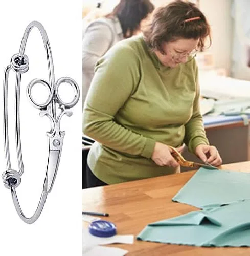 Vista 7 de Pulsera de tijeras minimalistas apilable de alambre ajustable para peluquería