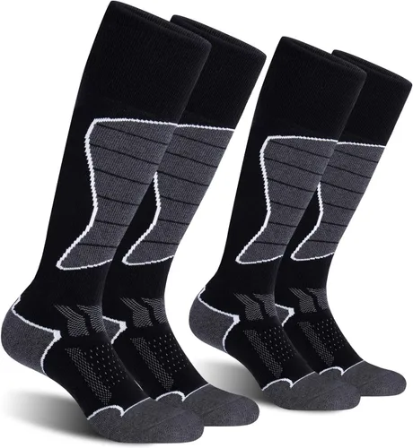 Vista 8 de CS CELERSPORT Calcetines de esquí de lana merino para snowboard para mujer Negro Gris Oscuro + Gris