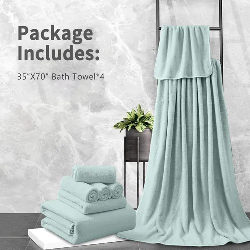 Vista 7 de Toalla de baño extra grande de 4 piezas (35 x 70 pulgadas), toalla de baño ultra suave de gran tamaño, juego de toallas de baño para baño, hotel