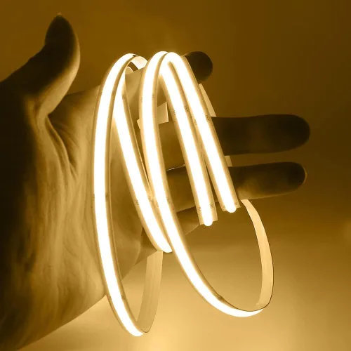 Vista 2 de COB - Tira de luces LED, 1.6 ft/1.6 pies, flexible, flexible, flexible, flexible, tira de luces LED COB DC 5V 320 LEDs/m, blanco cálido, 3000 K