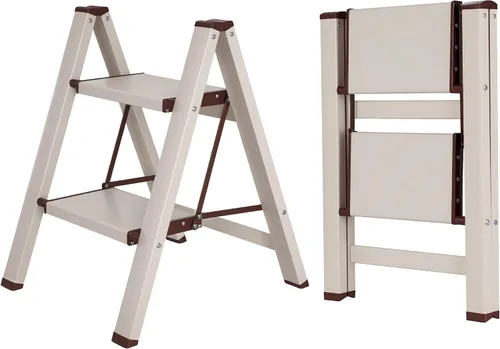 Vista 13 de Escalera plegable pequeña cocina taburete armario aluminio Mini portátil de metal ancho dos pasos interior y exterior lindo corto