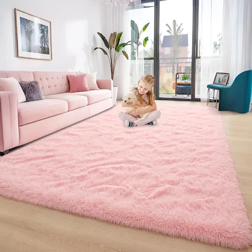 Vista 18 de Foxmas Alfombras de Área Suaves y Esponjosas para Dormitorio, Habitación de los Niños, Alfombra de Guardería de Felpa Peluda, Alfombras Peludas