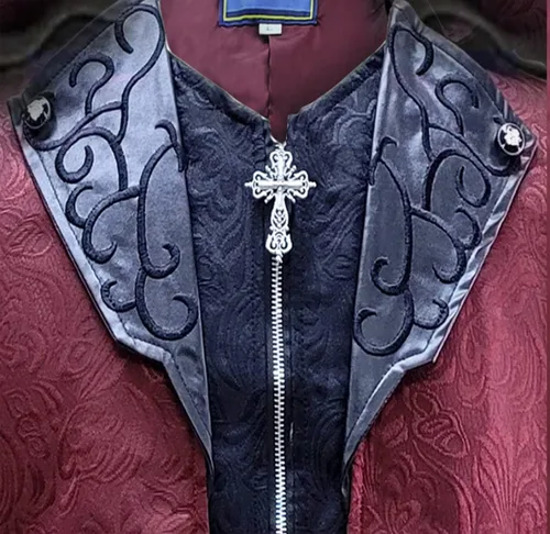 Vista 3 de Chaqueta steampunk para hombre, uniforme gótico, disfraz de Halloween