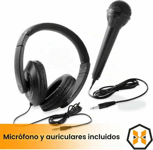 Vista 6 de Teclado de piano electrónico de la marca Hamzer, modelo 61-Key, portátil, con atril, taburete, auriculares y micrófono